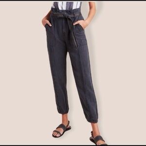 Anthropologie linen blend paper bag utility jogger grey sz 4